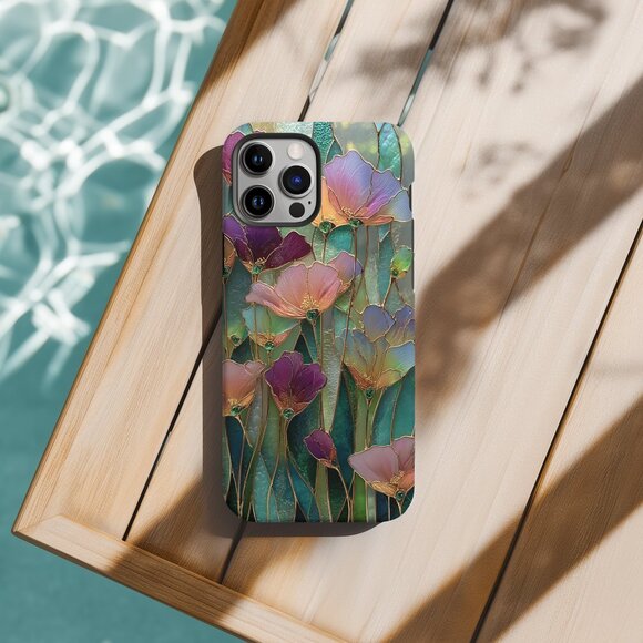 Floral Stained Glass Luxe IPhone 16,15,14,13 (Pro Max,Pro,Plus) Phone Case - Picture 6 of 14